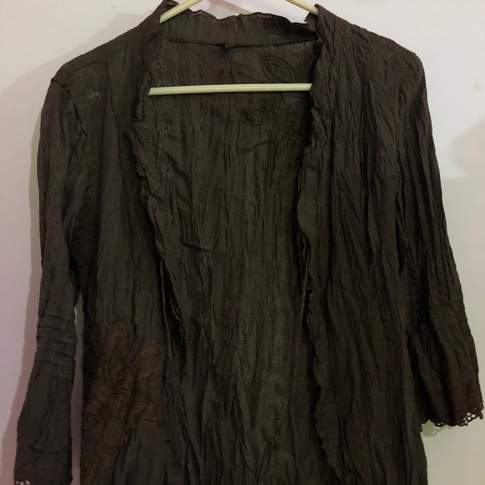 Ruffled Olive Green Cardigan